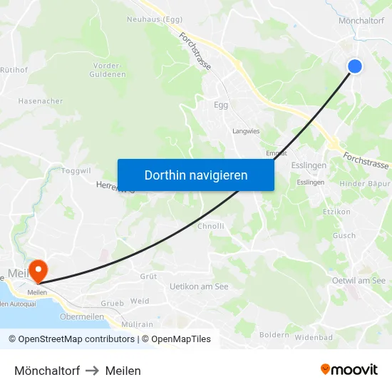 Mönchaltorf to Meilen map