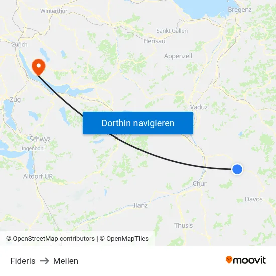 Fideris to Meilen map