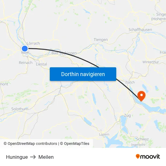 Huningue to Meilen map