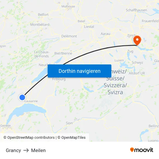 Grancy to Meilen map