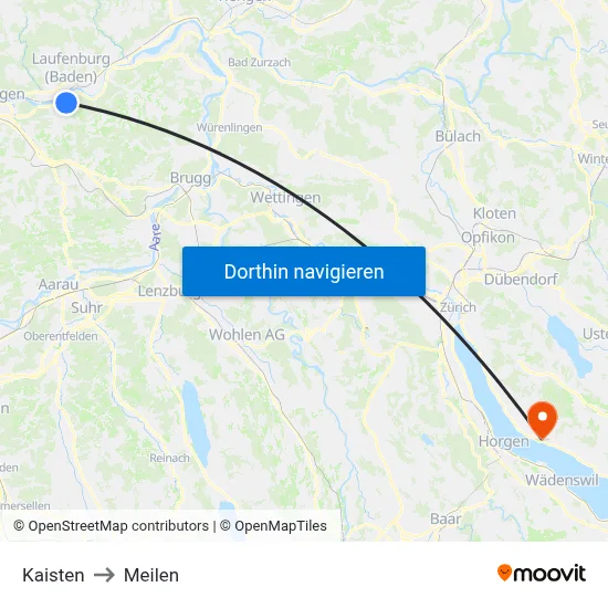 Kaisten to Meilen map