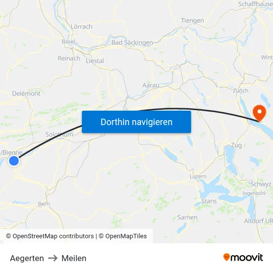 Aegerten to Meilen map