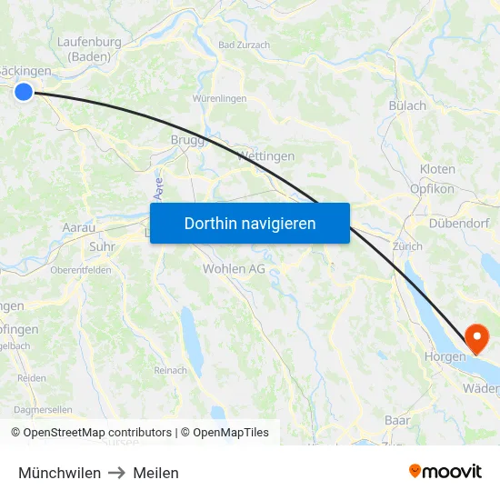 Münchwilen to Meilen map