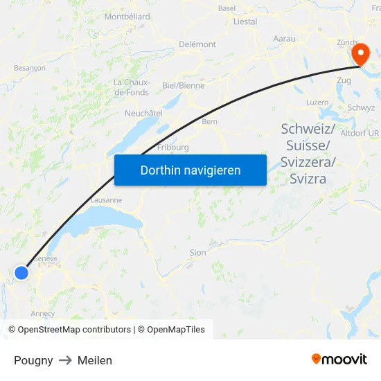 Pougny to Meilen map