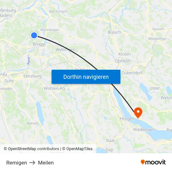 Remigen to Meilen map