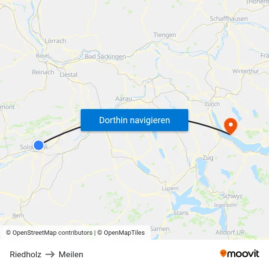 Riedholz to Meilen map