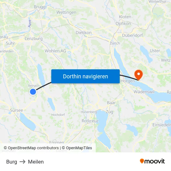 Burg to Meilen map