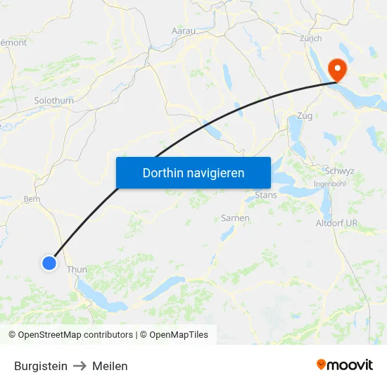 Burgistein to Meilen map