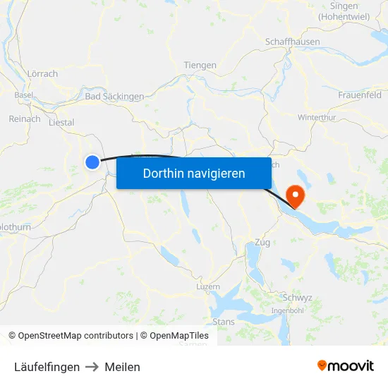 Läufelfingen to Meilen map