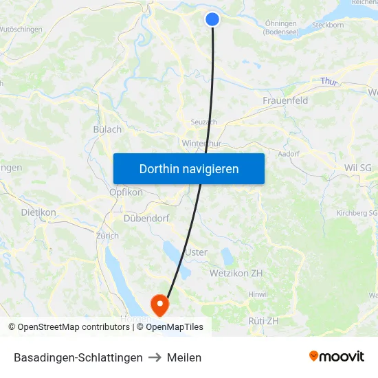 Basadingen-Schlattingen to Meilen map