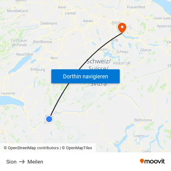Sion to Meilen map