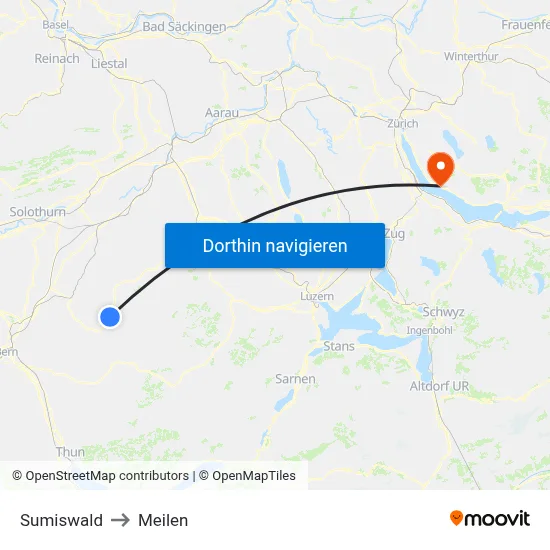 Sumiswald to Meilen map