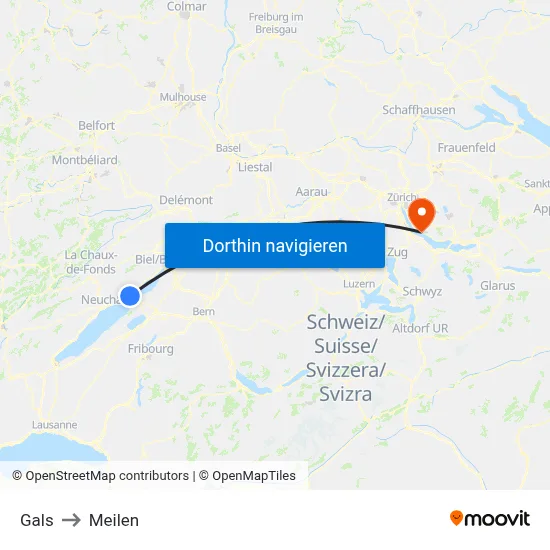 Gals to Meilen map