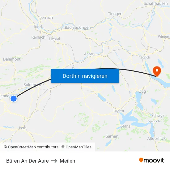 Büren An Der Aare to Meilen map