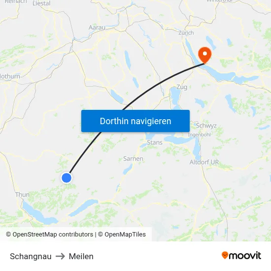 Schangnau to Meilen map