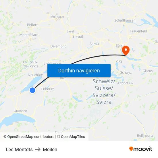 Les Montets to Meilen map