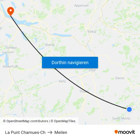 La Punt Chamues-Ch to Meilen map