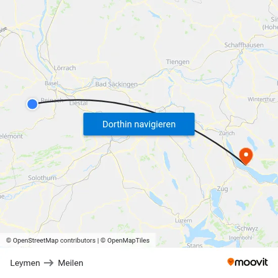 Leymen to Meilen map