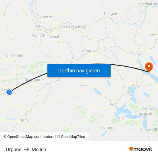 Orpund to Meilen map