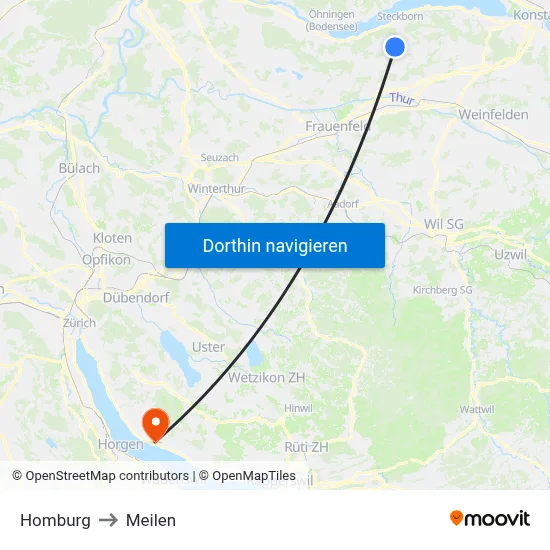 Homburg to Meilen map