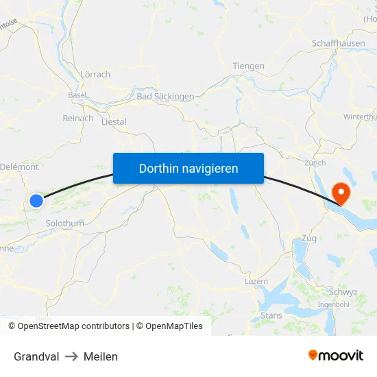 Grandval to Meilen map