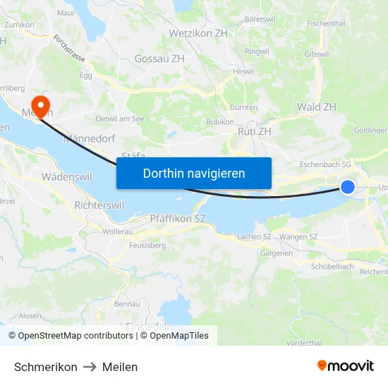 Schmerikon to Meilen map