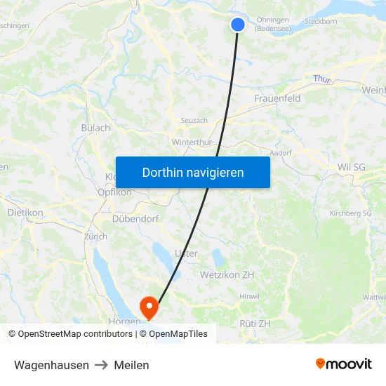 Wagenhausen to Meilen map