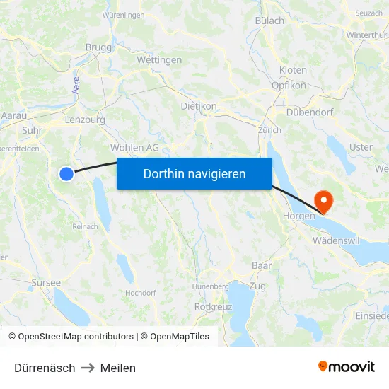 Dürrenäsch to Meilen map