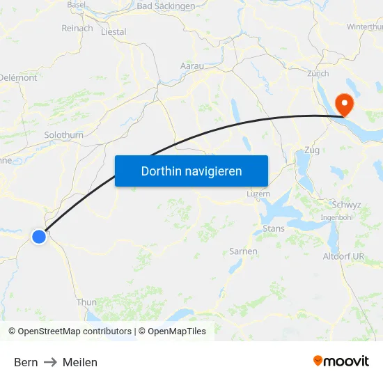 Bern to Meilen map