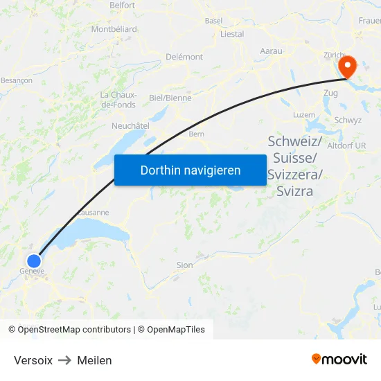 Versoix to Meilen map