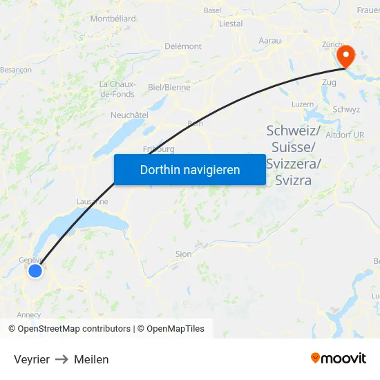 Veyrier to Meilen map