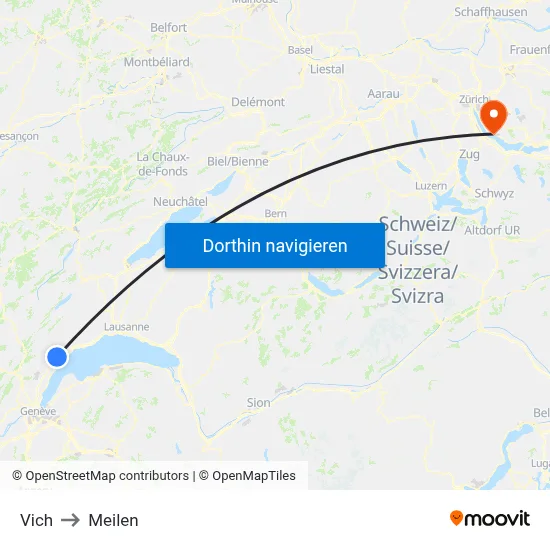 Vich to Meilen map