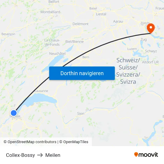 Collex-Bossy to Meilen map
