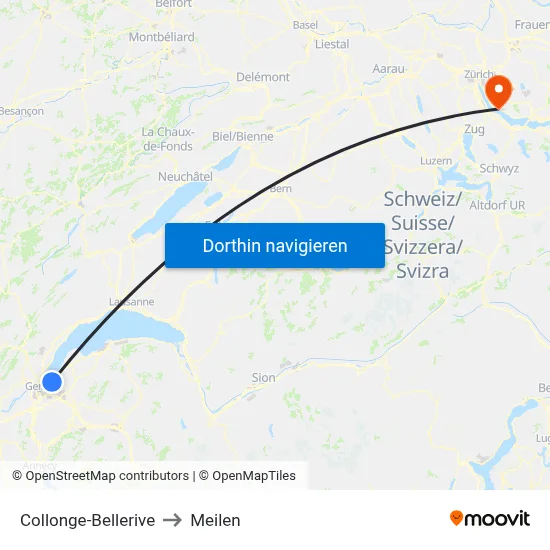Collonge-Bellerive to Meilen map