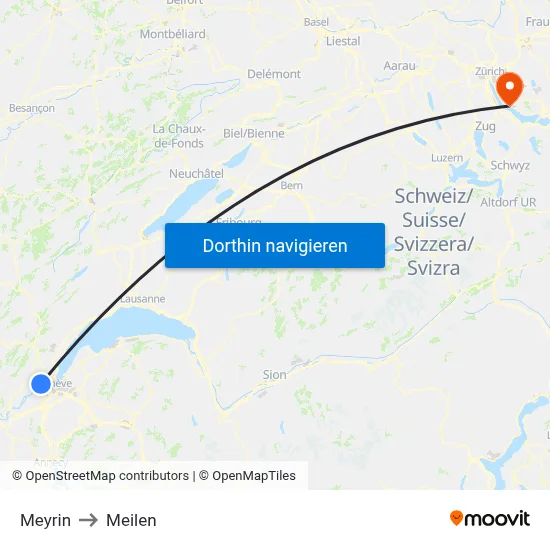 Meyrin to Meilen map