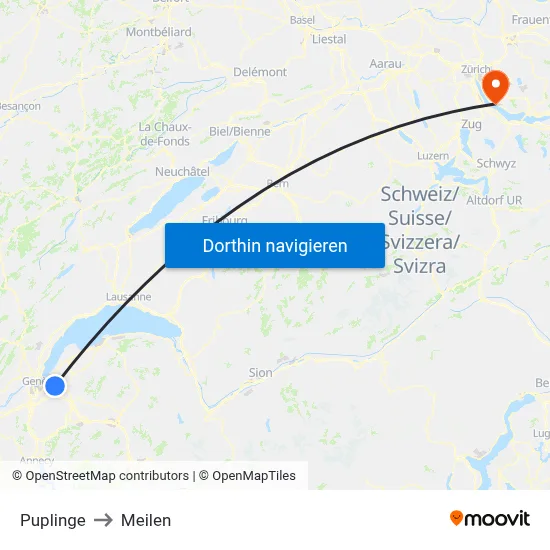 Puplinge to Meilen map