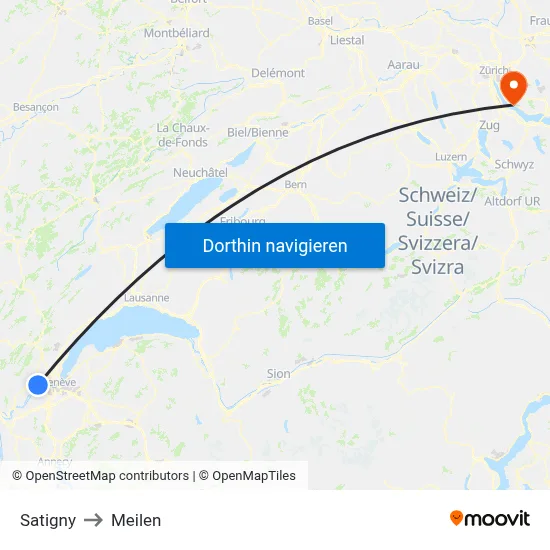 Satigny to Meilen map