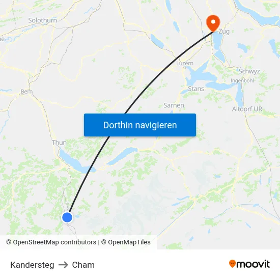 Kandersteg to Cham map
