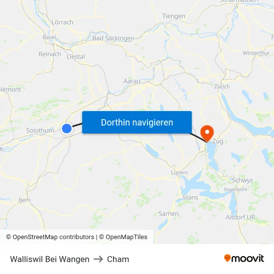 Walliswil Bei Wangen to Cham map