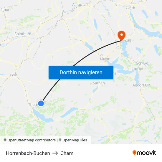 Horrenbach-Buchen to Cham map