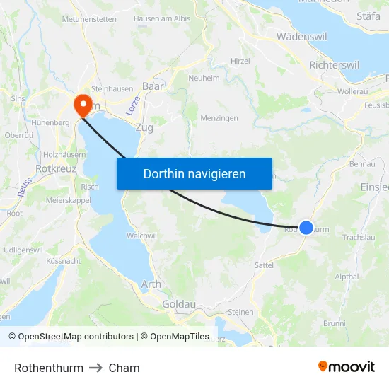 Rothenthurm to Cham map