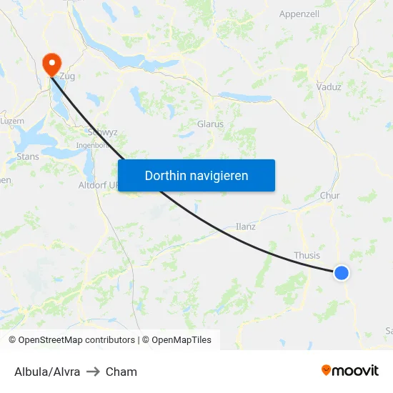 Albula/Alvra to Cham map