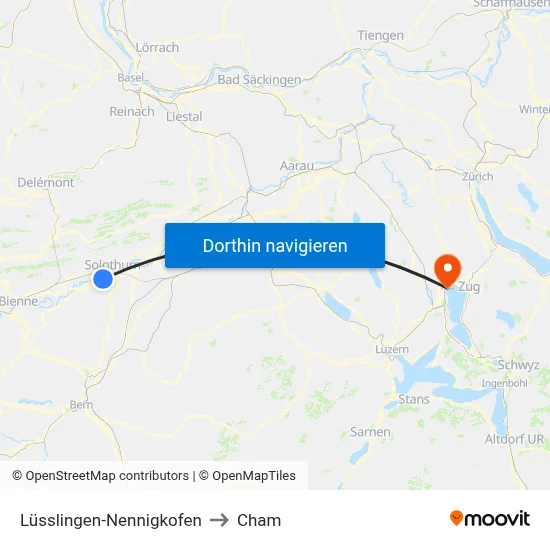 Lüsslingen-Nennigkofen to Cham map
