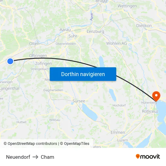 Neuendorf to Cham map