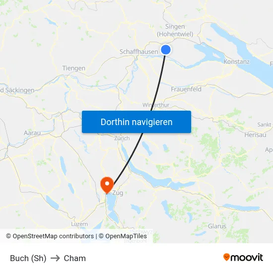 Buch (Sh) to Cham map