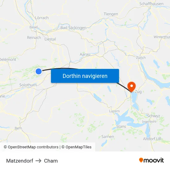 Matzendorf to Cham map