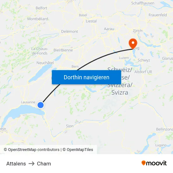 Attalens to Cham map