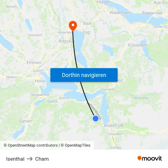 Isenthal to Cham map