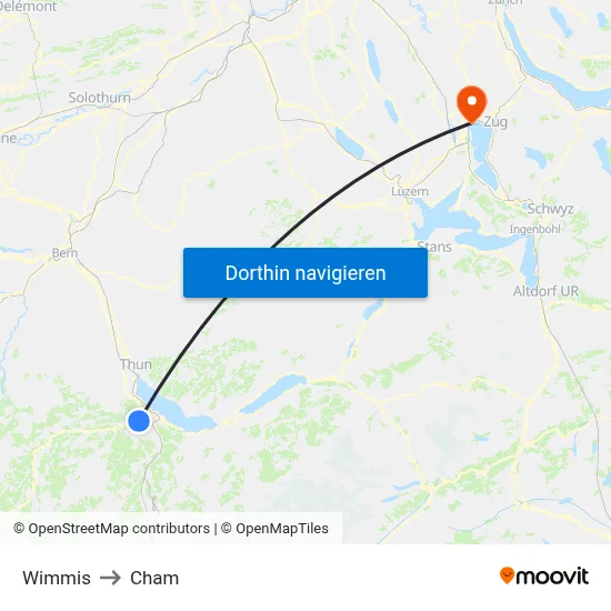 Wimmis to Cham map