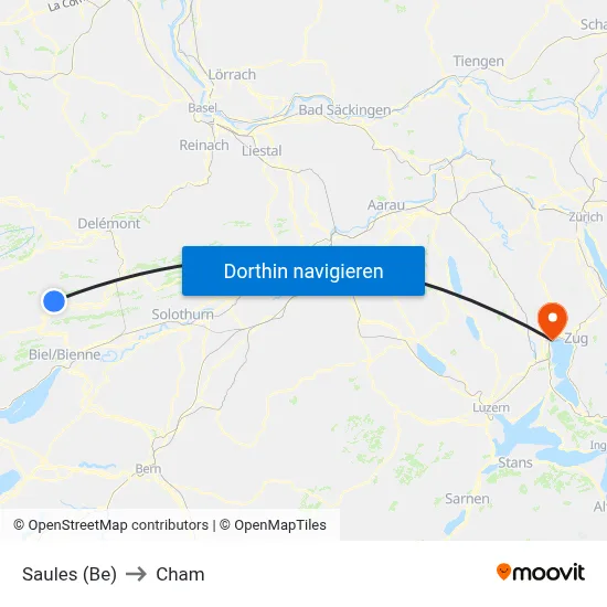 Saules (Be) to Cham map